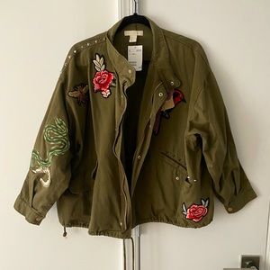 NWT H&M Oversized Embellished Army Jacket